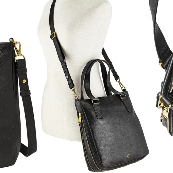 FOSSIL Black Preston Leather Shopper Bag - Picture 10 of 10